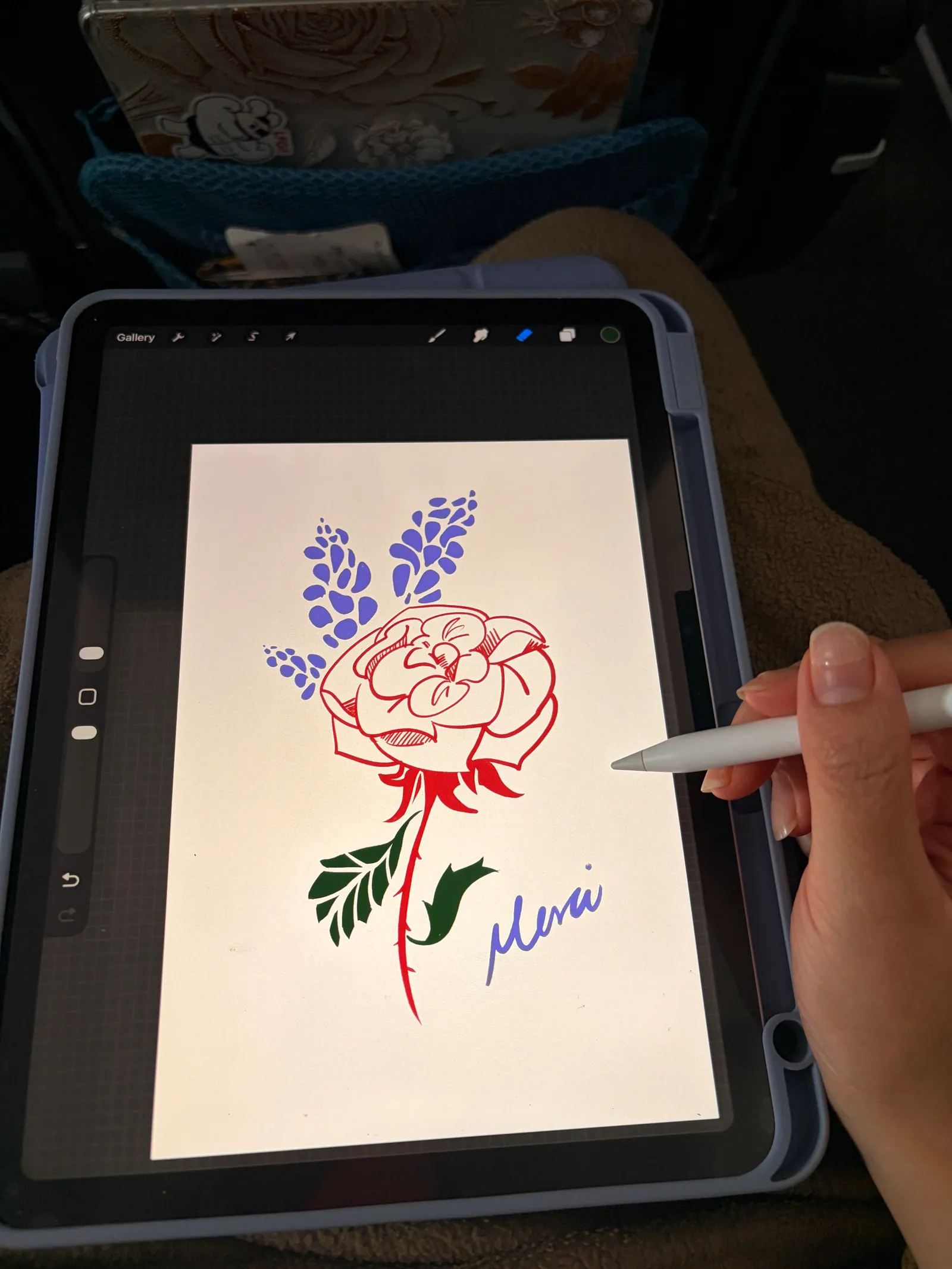 A sketched flower study