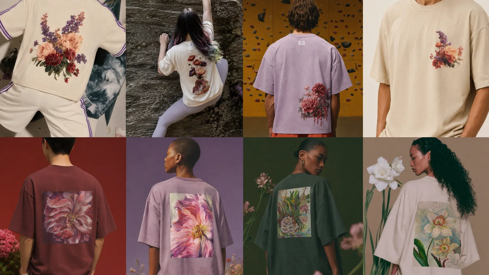 Collection 001 First Bloom — painted florals on apparel