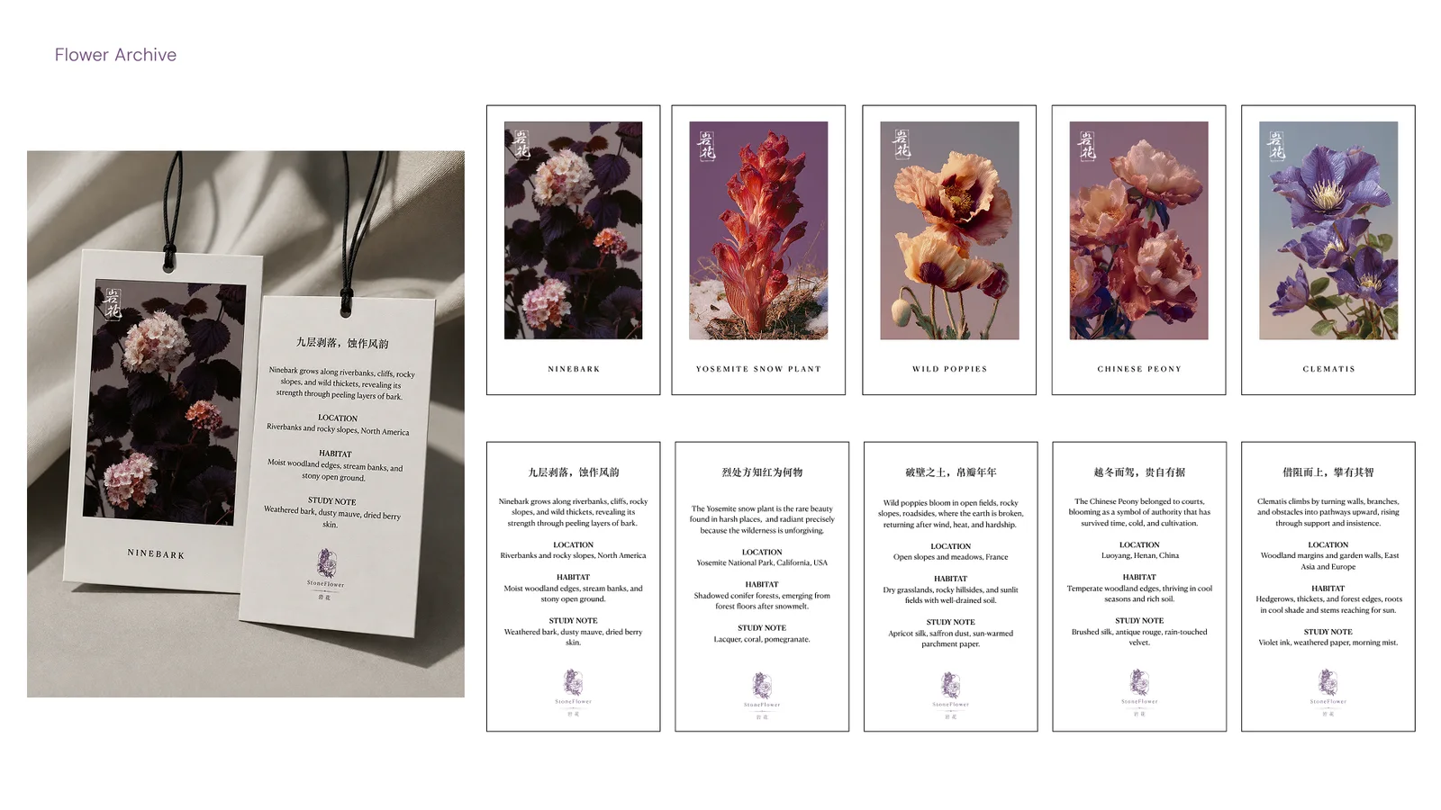 Flower Archive hangtags — a field note for every bloom